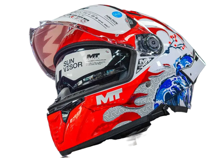 MT - Thunder 4 SV Yamanaka Japan A5 Gloss White Red Blue Riding Helmet