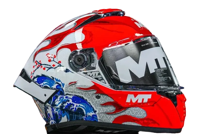 MT - Thunder 4 SV Yamanaka Japan A5 Gloss White Red Blue Riding Helmet