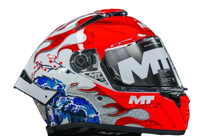 MT - Thunder 4 SV Yamanaka Japan A5 Gloss White Red Blue Riding Helmet