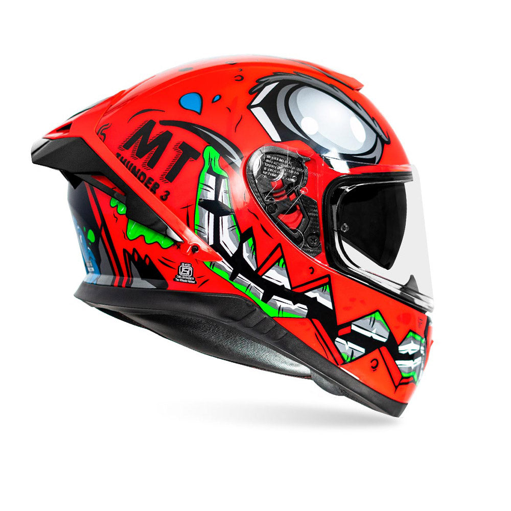MT Helmets Thunder 3 SV Pro Creature Motorcycle Riding Helmet (Red/Green)