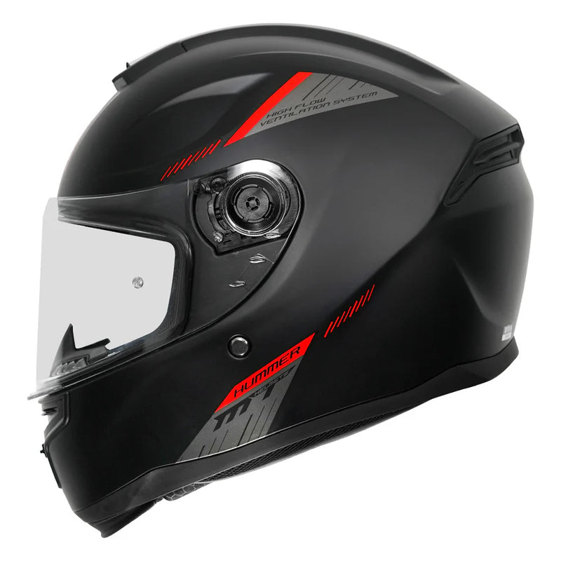 MT Hummer Solid A1 Motorcycle Riding Helmet (Gloss Black/Red)