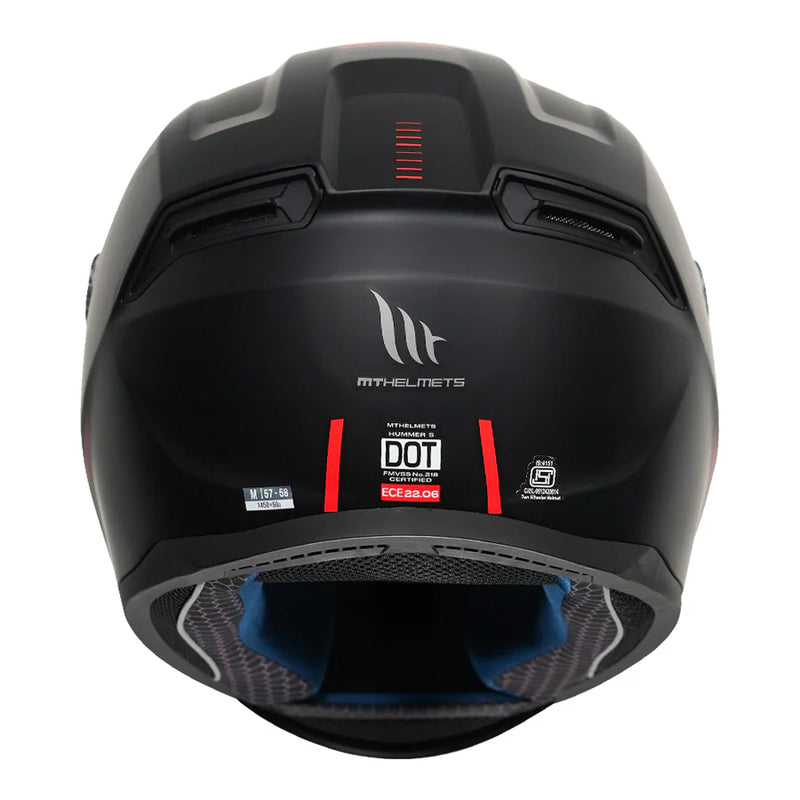 MT Hummer Solid A1 Motorcycle Riding Helmet (Gloss Black/Red)