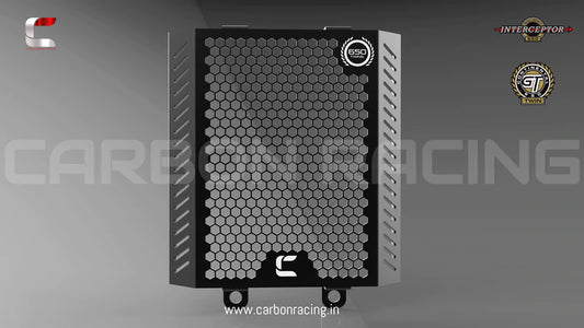 Matt Black Premium Radiator Guard for GT 650 and Interceptor 650 - Carbon Racing - Riders Junction