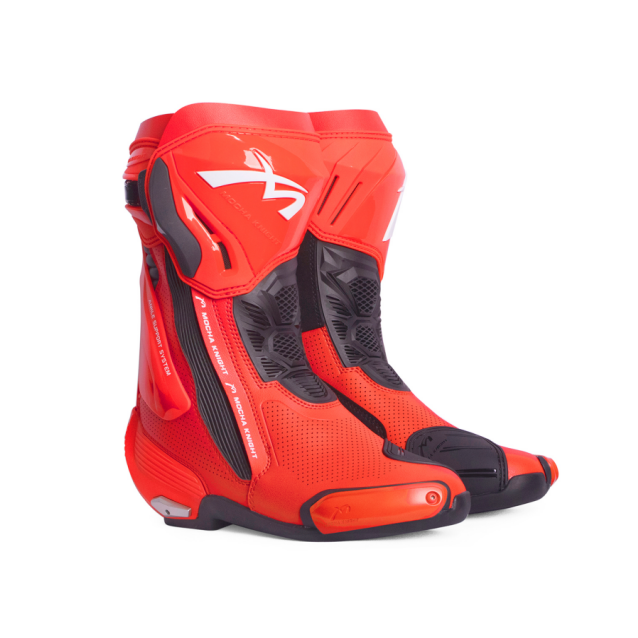 Mocha Knight Professional Racing Boots For Men (Fluorescent Orange/Blue) MK-SHK109