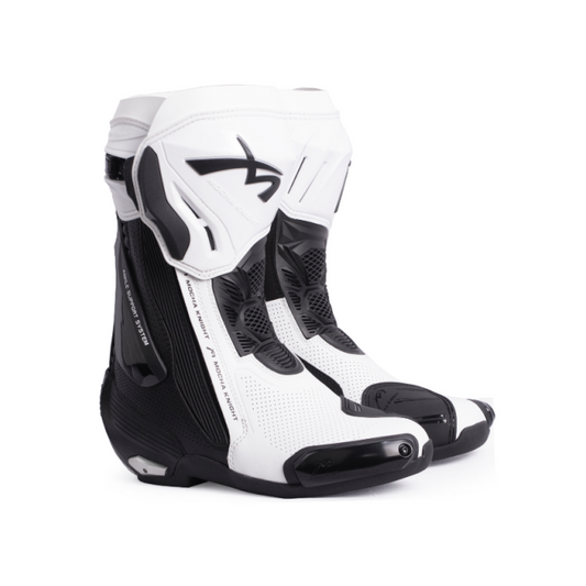 Mocha Knight Professional Racing Boots For Men (White/Black) MK-SHK109