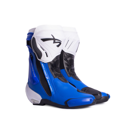 Mocha Knight Professional Racing Boots For Men (White/Blue) MK-SHK109