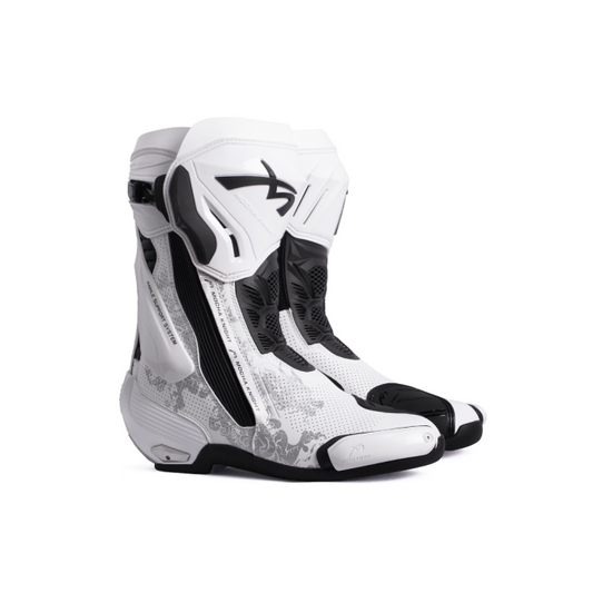 Mocha Knight Professional Racing Boots For Men (White/Silver Grey) MK-SHK109