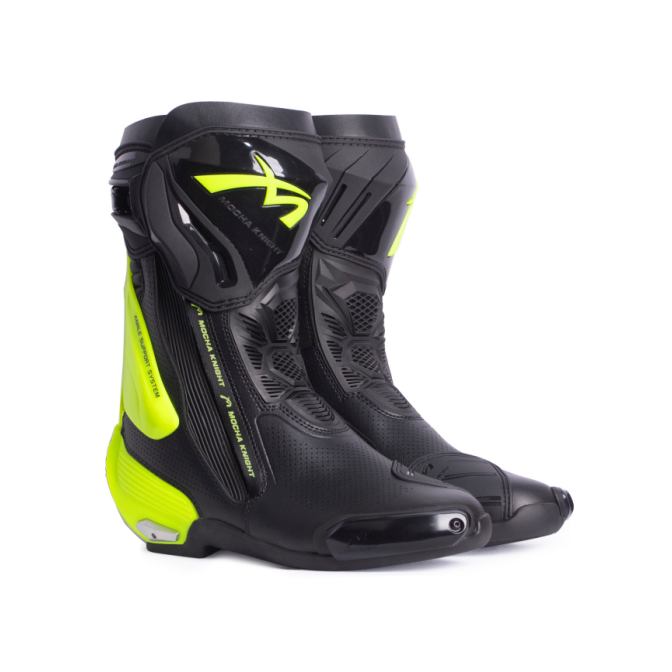 Mocha Knight Professional Racing Boots For Women (BlackFluorescent Green) MK-SHKW109
