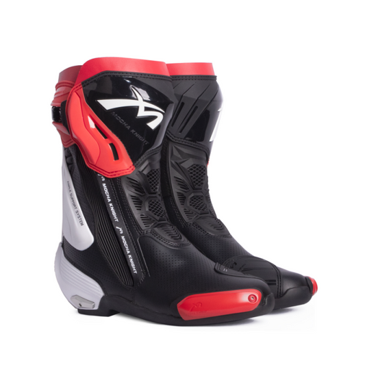 Mocha Knight Professional Racing Boots For Women (Black/White/Red) MK-SHKW109