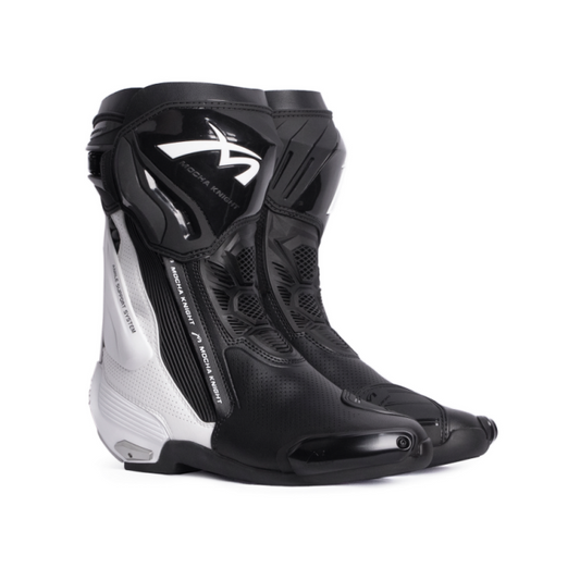 Mocha Knight Professional Racing Boots For Women (Black/White) MK-SHKW109