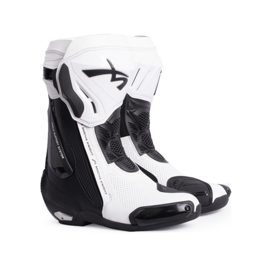 Mocha Knight Professional Racing Boots For Women (White/Black) MK-SHKW109
