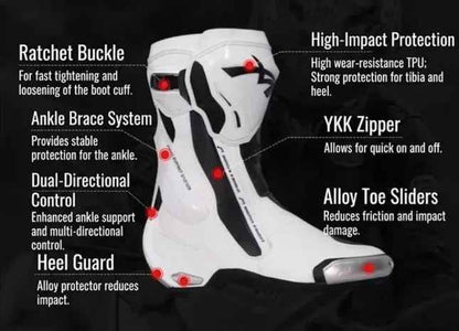 Mocha Knight Professional Racing Boots - White