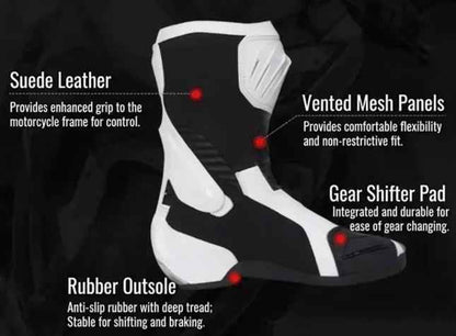 Mocha Knight Professional Racing Boots - White