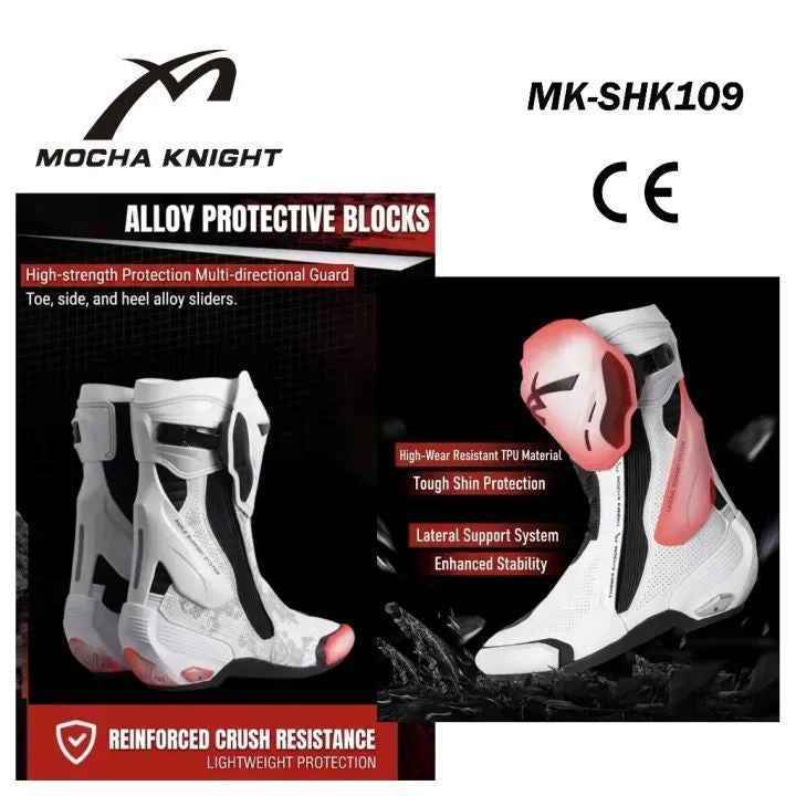 Mocha Knight Professional Racing Boots - White