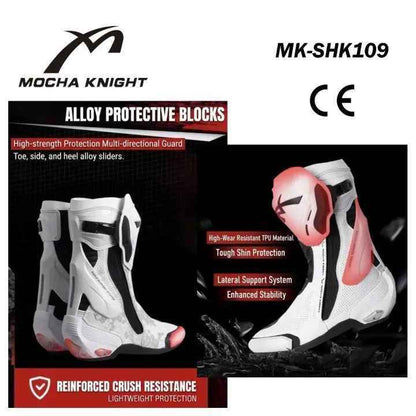 Mocha Knight Professional Racing Boots - White