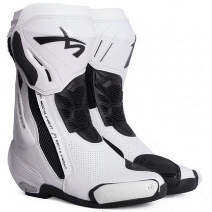 Mocha Knight Professional Racing Boots - White