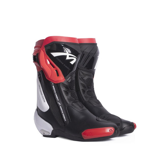 Mocha Knight Professional Racing Boots - Black White Red