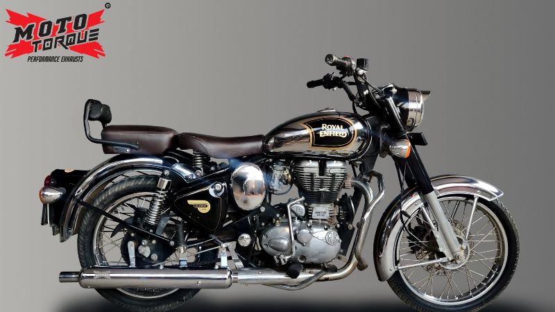 Moto Torque Replica - Chrome (BS4) Exhaust For Royal Enfield Classic (350/500)