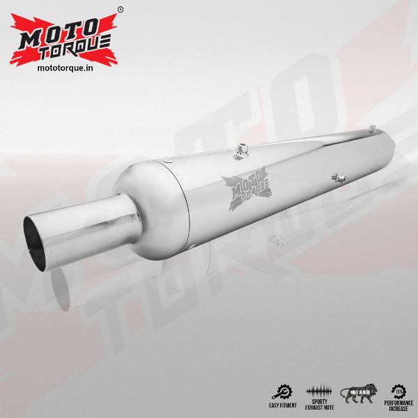 Moto Torque Replica - Chrome (BS4) Exhaust For Royal Enfield Classic (350/500)