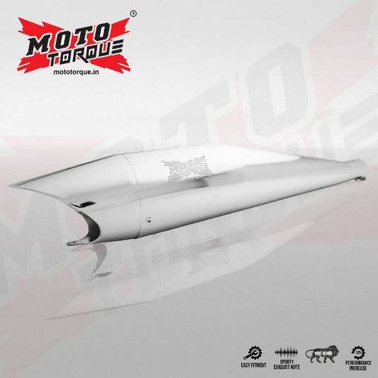 Moto Torque Shark – Chrome Exhaust For Royal Enfield Classic (350/500)