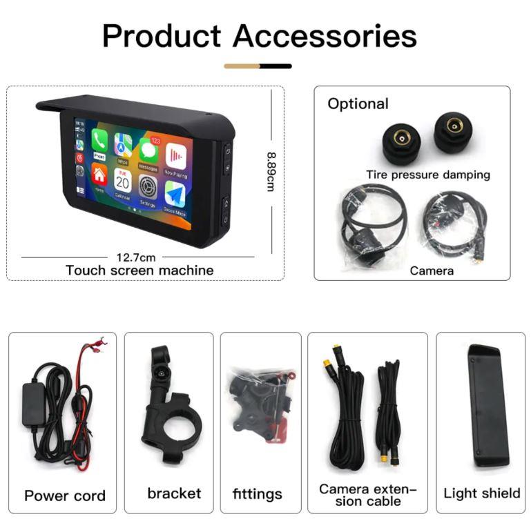 Motorcycle GPS CarPlay Android Auto Screen with Dash Cam and Tyre Pressure Monitoring F1 Pro - Fahren - Riders Junction