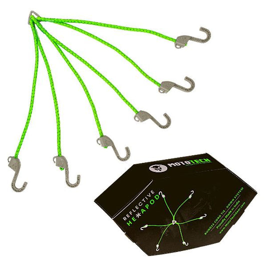 Mototech Reflective Hexapod Bungee Tie down System 32 80cms (Neon Grey)