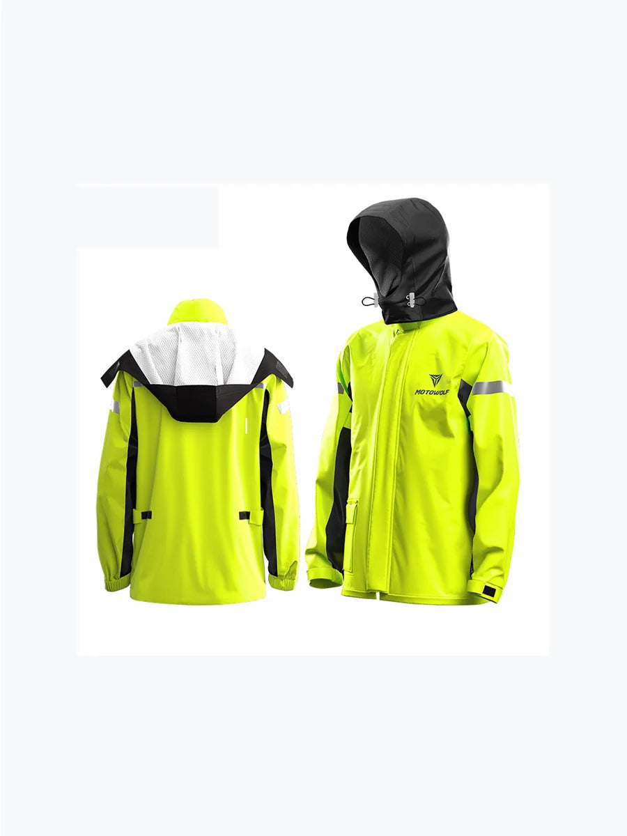 Motowolf Raincoat Yellow 0401 Motorcycle Riding Rain Suit
