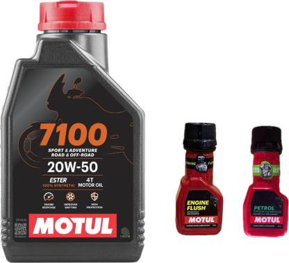 Motul 7100 4T 20W-50(1.25litre) + Engine Flush(50ml)+Petrol System Clean(50ml)combo Full-synthetic Engine Oil (1.25 L)