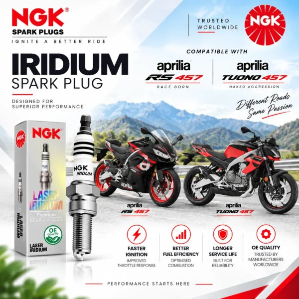 NGK Iridium Spark Plug for Aprilia RS 457 / Tuono 457 - MR9DI-7