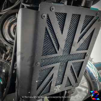 New UK Flag Radiator Grill All Black for GT/Interceptor 650- ZANA - ZI-8099