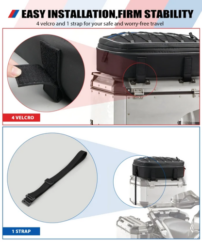 NiceCNC Motorcycle Top Case Bag Expandable Top Box Roof Bag for BMW