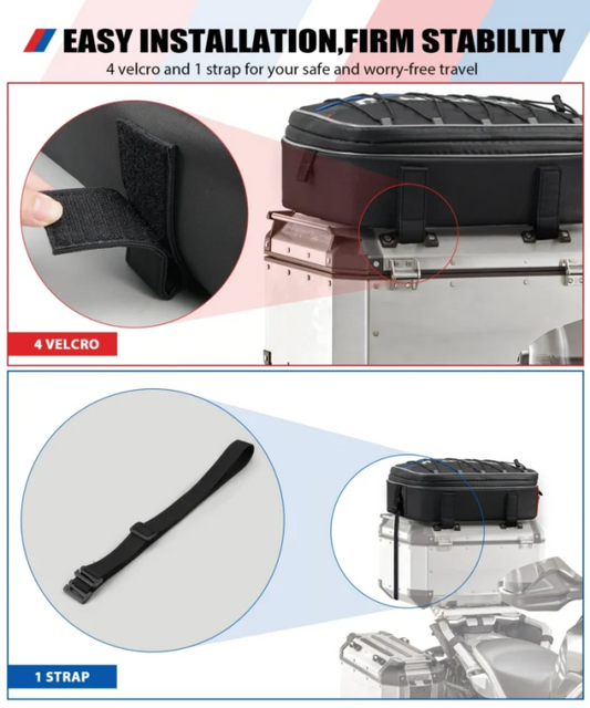 NiceCNC Motorcycle Top Case Bag Expandable Top Box Roof Bag for BMW
