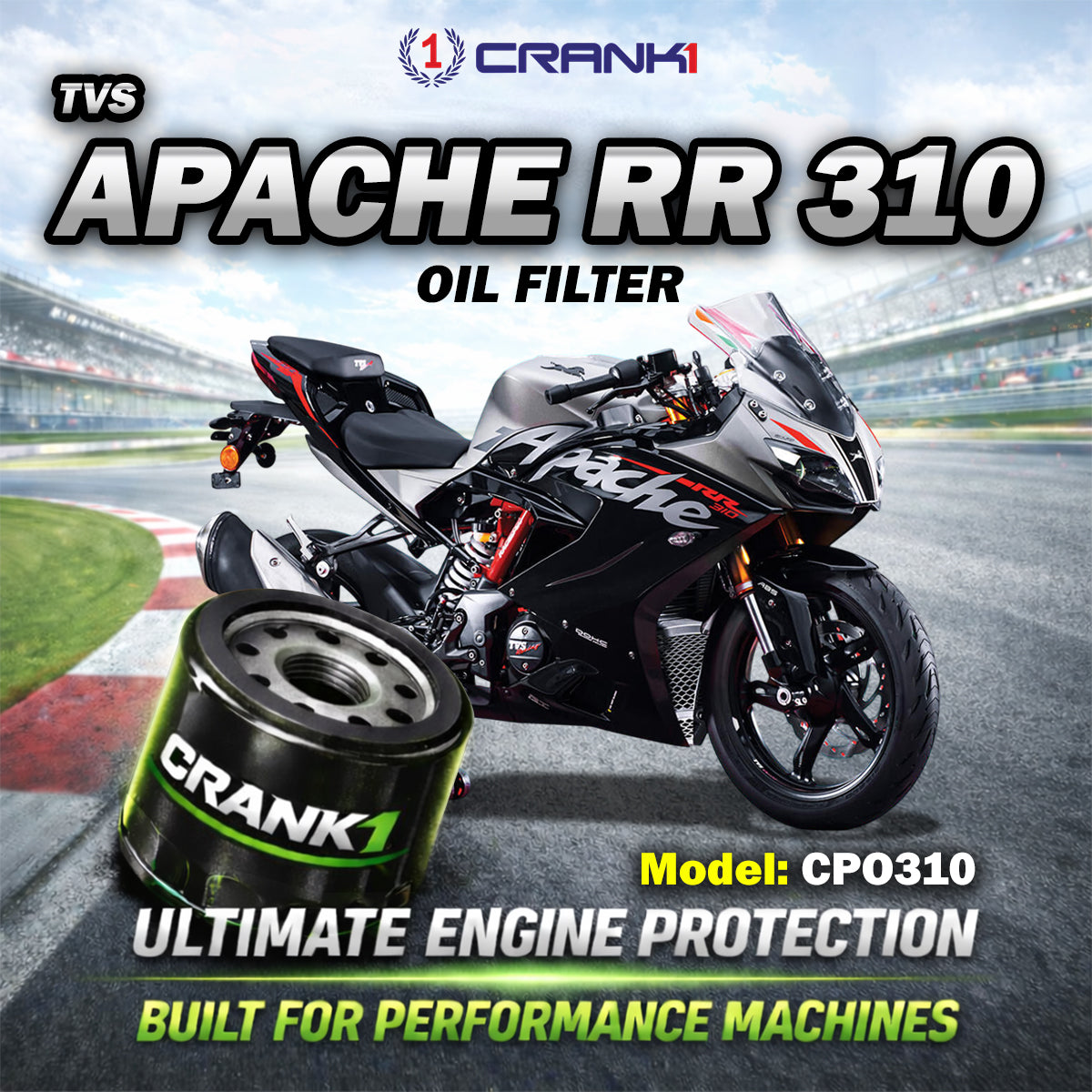 Oil Filter For TVS Apache RR 310 - CPO310 - CRANK1