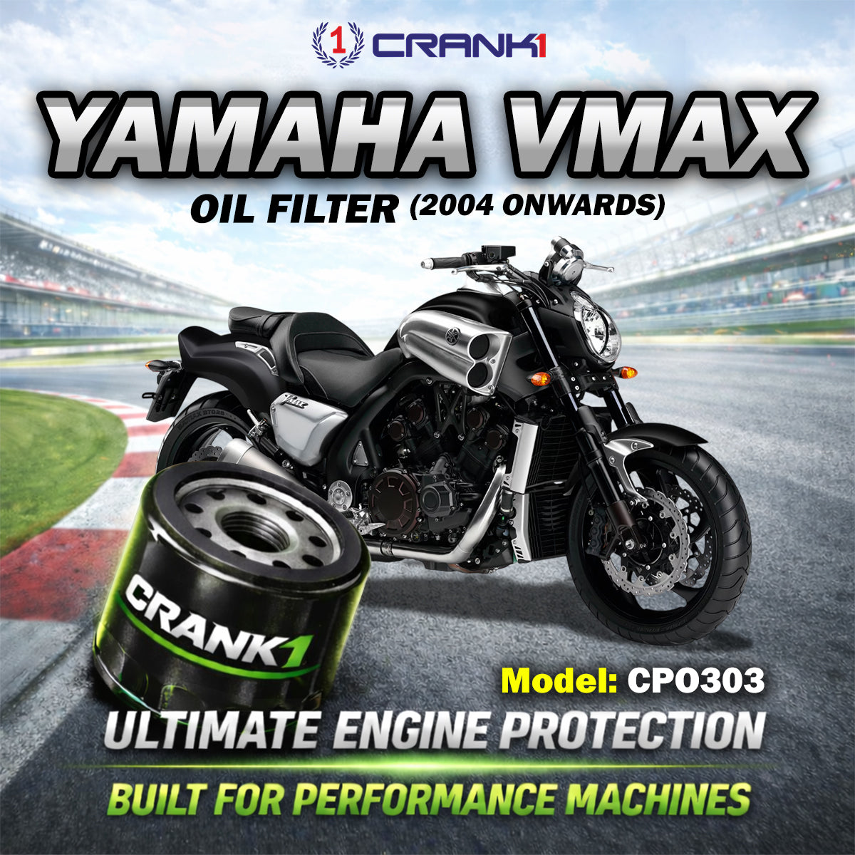 Oil Filter For Yamaha Vmax (2004 Onwards) - CPO303 - CRANK1
