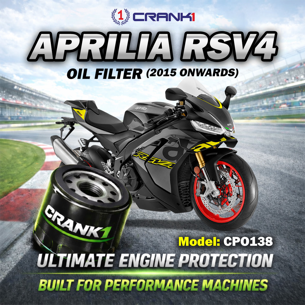 Oil Filter For Aprilia RSV4 (2015 Onwards) - CPO138 - CRANK1