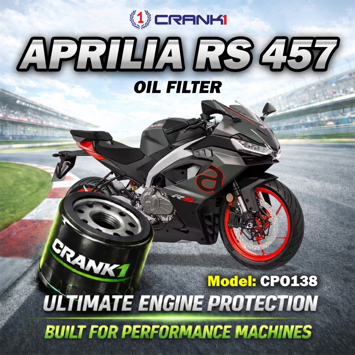 Oil Filter For Aprilia RS 457 - CPO 138 - CRANK1