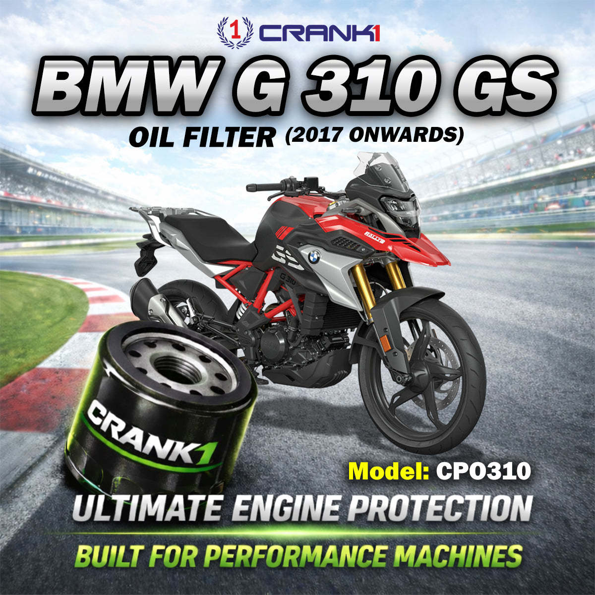 Oil Filter For BMW G 310 GS (2017 Onwards) - CPO310 - CRANK1
