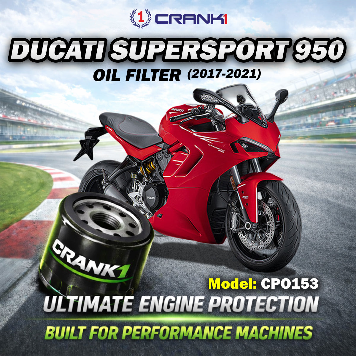 Oil Filter For Ducati SuperSport 950 (2017-2021) - CPO153 - CRANK1