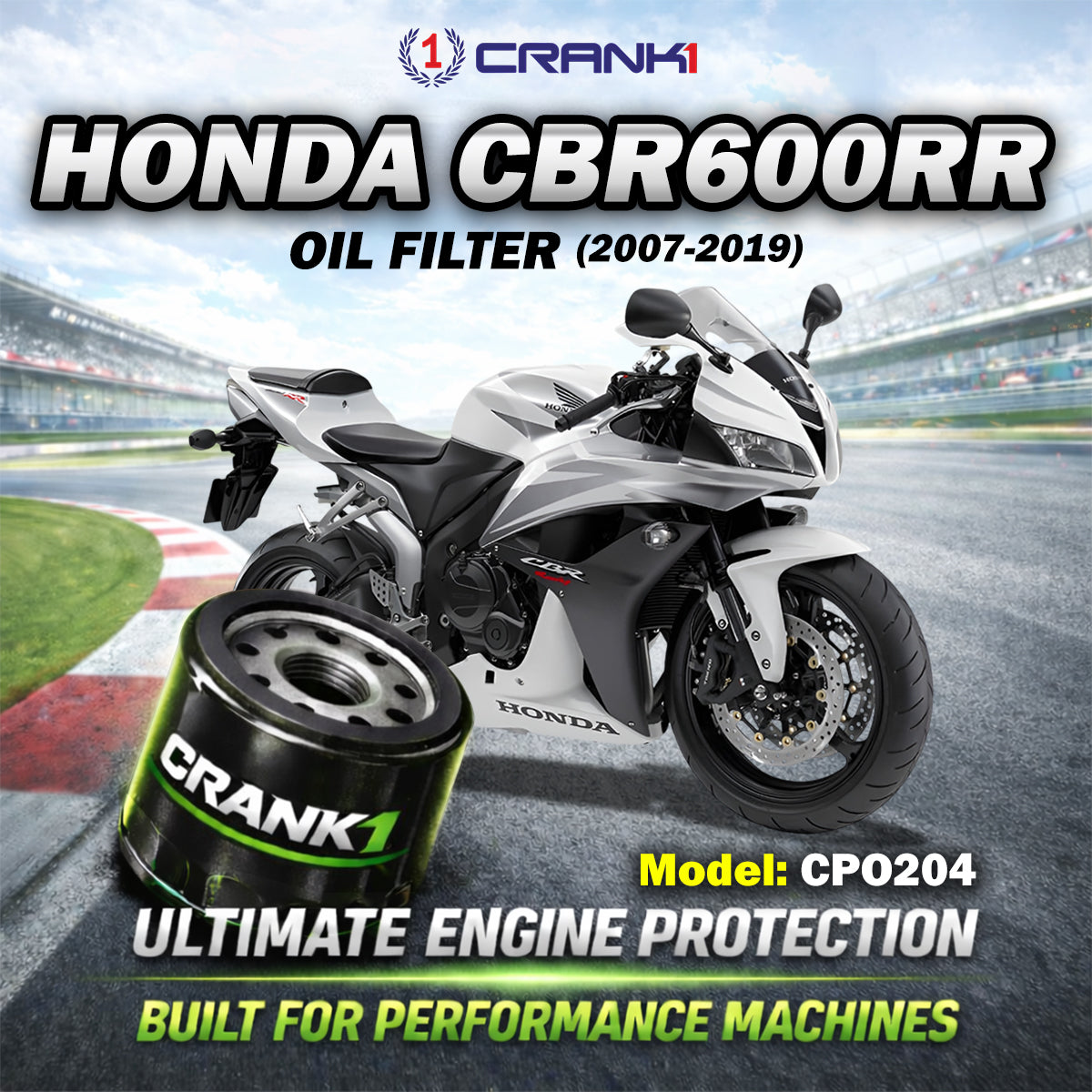 Oil Filter For Honda CBR600RR (2007-2019) - CPO204 - CRANK1
