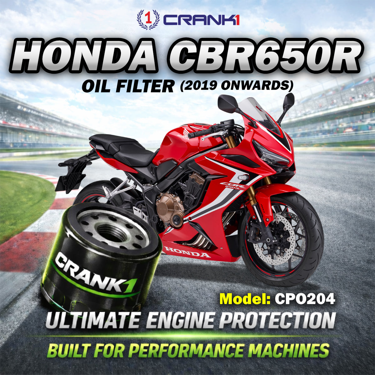 Oil Filter For Honda CBR650R (2019 Onwards) - CPO204 - CRANK1