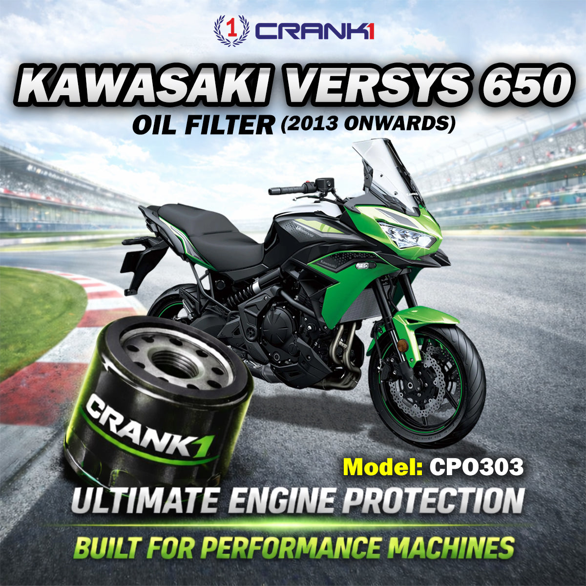 Oil Filter For Kawasaki Versys 650 (2013 Onwards) - CPO303 - CRANK1