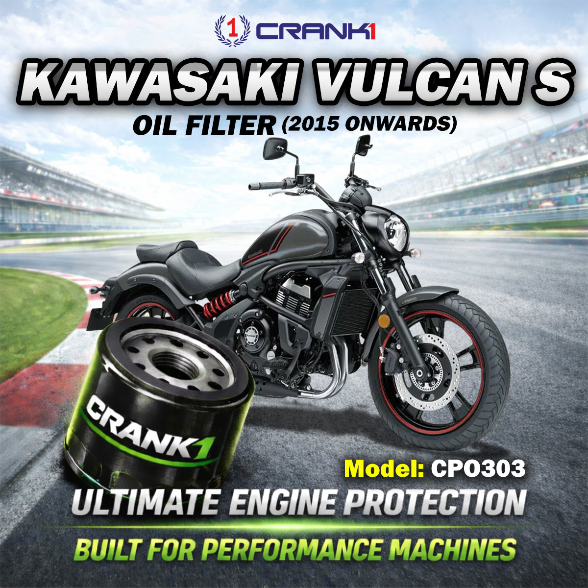Oil Filter For Kawasaki Vulcan S (2015 Onwards) - CPO303 - CRANK1