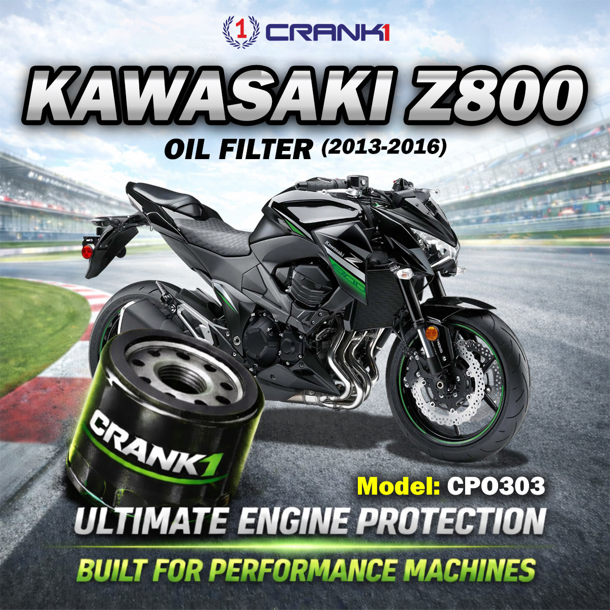 Oil Filter For Kawasaki Z800 (2013-2016) - CPO303 - CRANK1