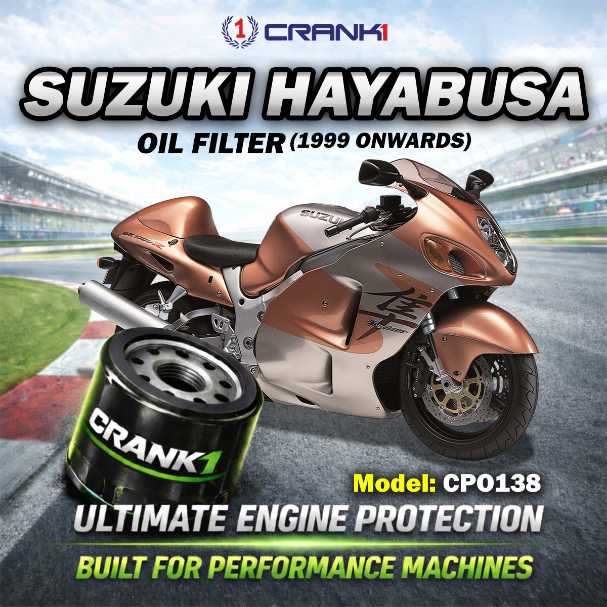 Oil Filter For Suzuki Hayabusa (1999 Onwards) - CPO138 - CRANK1