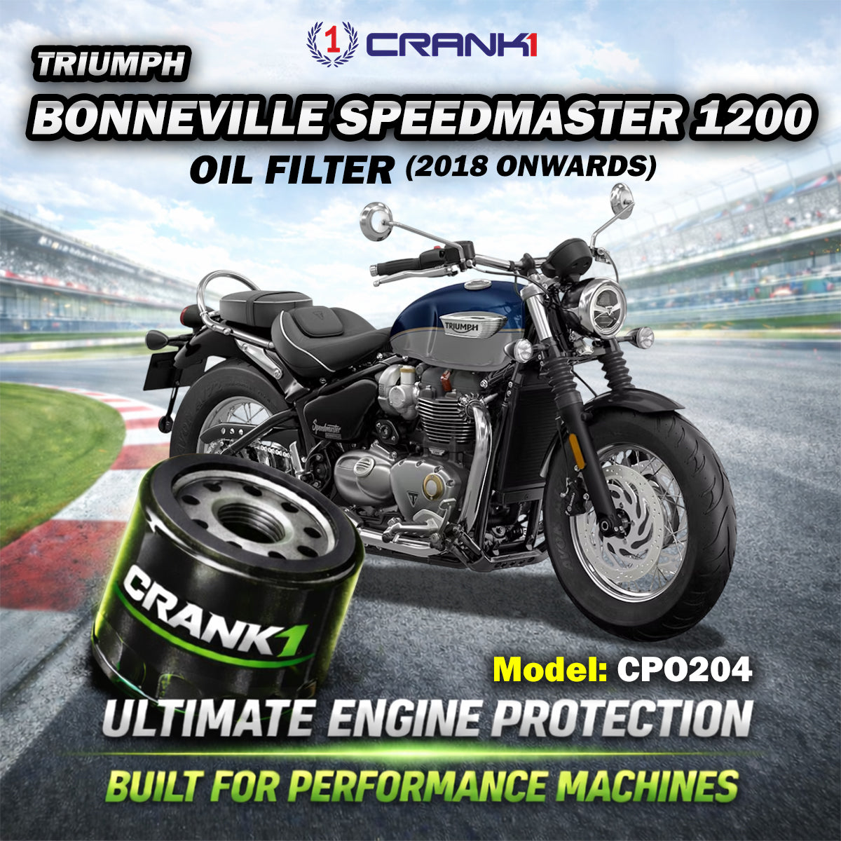 Oil Filter For Triumph Bonneville Speedmaster 1200 (2018 Onwards) - CPO204 - CRANK1