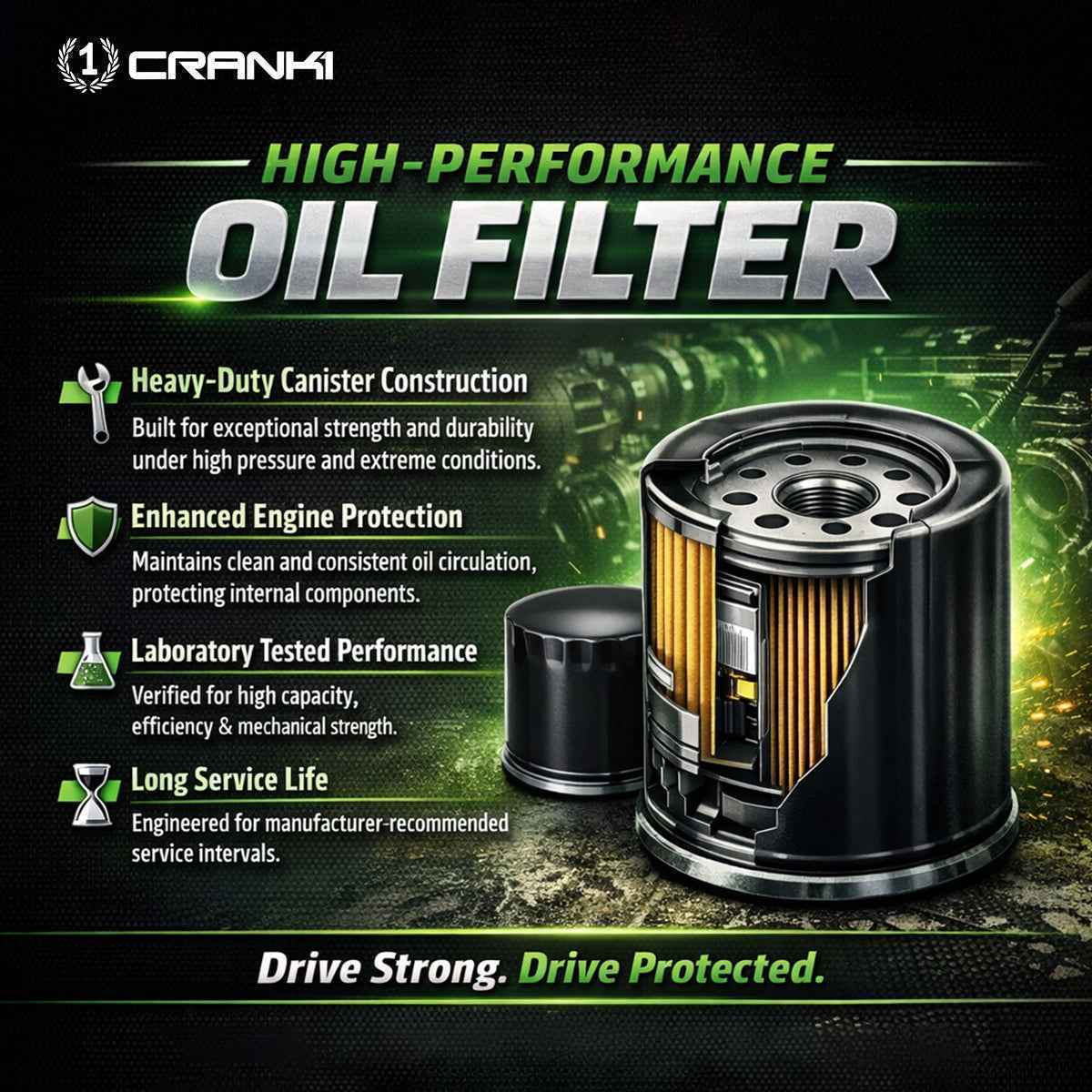 Oil Filter For Kawasaki Ninja ZX-10R (2004-2007) - CPO204 - CRANK1