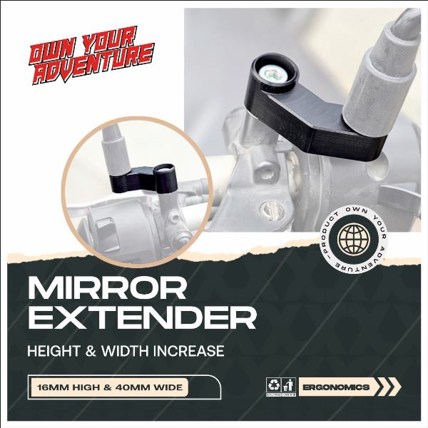 Own Your Adventure-Mirror Width Extender M10x1.5-16mmH + 40mmW (OYMA+B BUN)