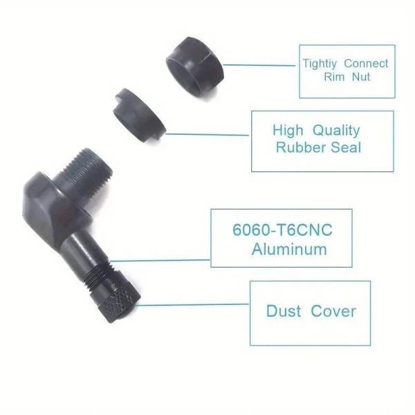 Own Your Adventure-Tyre pressure Valve 90 Stem Aluminium (Black)-OY 23190BK