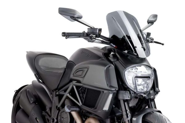 PUIG Windscreen for Ducati Diavel 1200 Touring (2012-17) - Dark Smoke - Riders Junction