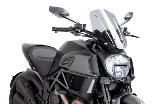 PUIG Windscreen for Ducati Diavel 1200 Touring (2012-17) - Light Smoke - Riders Junction